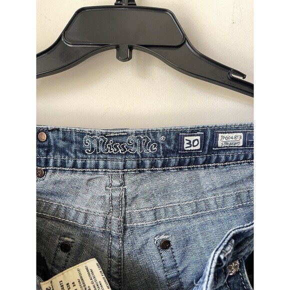 Miss Me Style JP6048T3 Straight Chain Studs Fleet De Lis Blue Jeans Size 30 - Picture 4 of 14